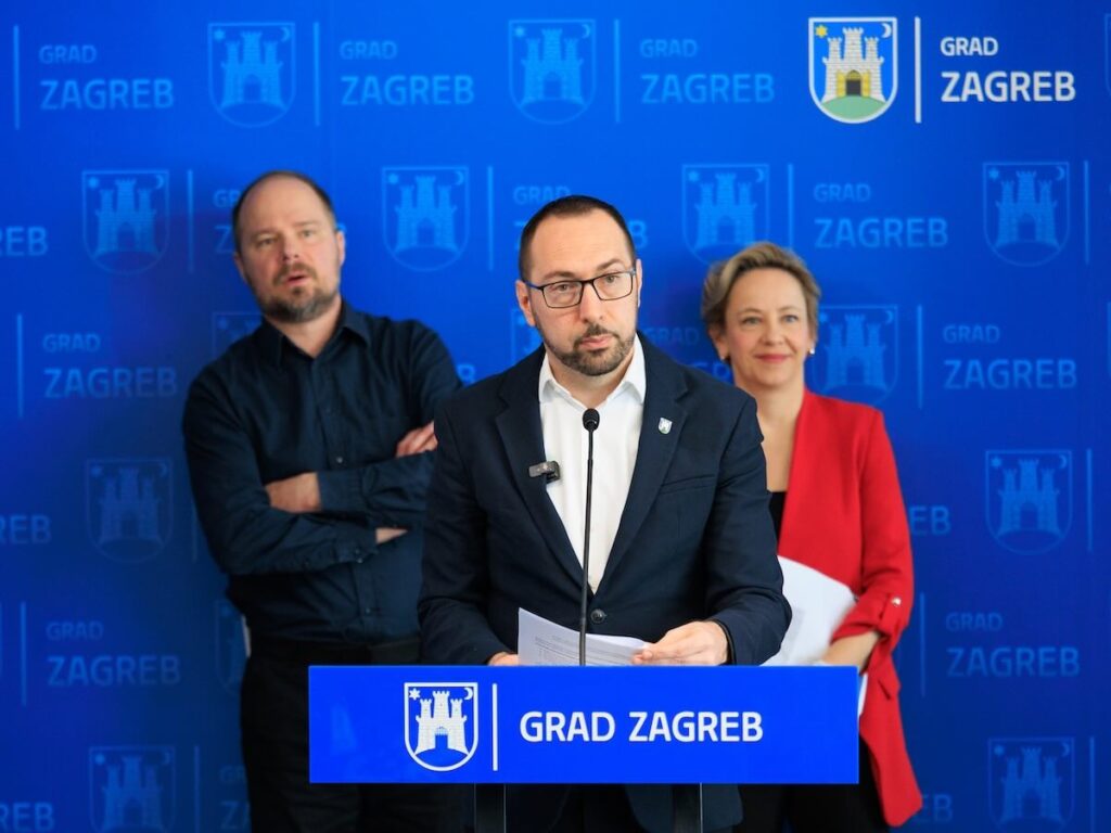 Jarunski most - konferencija za novinare: Luka Korlaet, Tomislav Tomašević i Danijela Dolenec