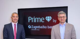 Direktor Upravljanja portfeljem klijenata Prime bankarstva Goran Banjanin i direktor Prodajne mreže Luka Tomašković; izvor press
